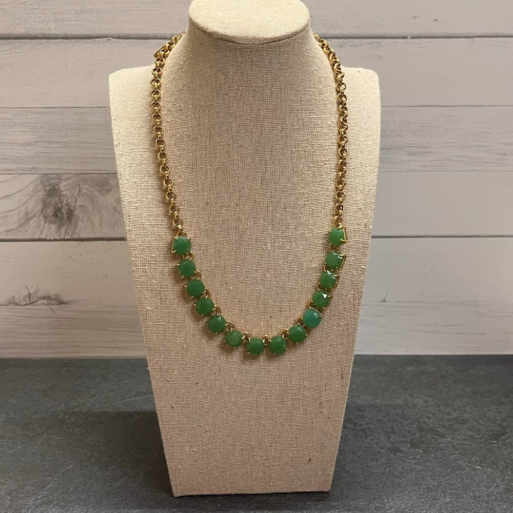 SIGNED Kate Spade New York Squared Away Necklace Bright Green Collar Necklace